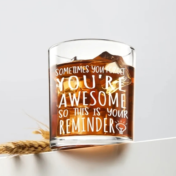 Sometimes You Forget You're Awesome Whiskey Rock Glass - Like New - Picture 1 of 10